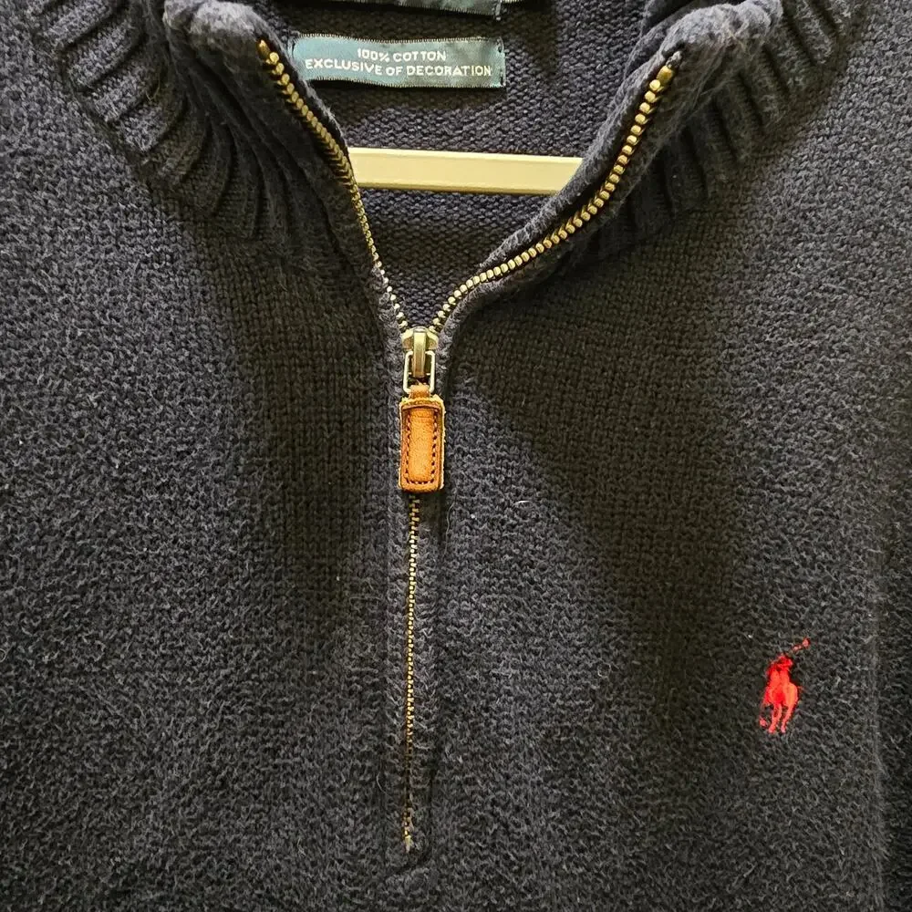 Polo Ralph Lauren 1/4 zip knit sweater 100%‎ cotton men's XL long sleeve ribbed